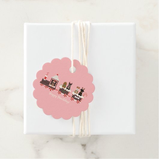 Happy Pawlidays Dog kerstvakantietrein Bedankjes Labels (In situ)