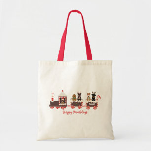 Happy Pawlidays Dog kerstvakantietrein Tote Bag