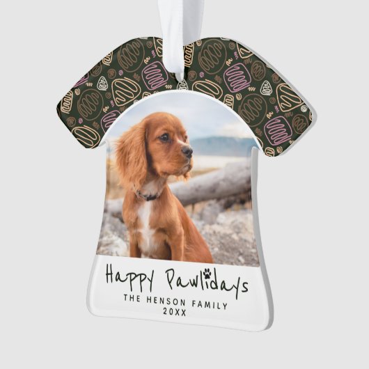 Happy Pawlidays Dog Pet Photo One Line Kerstmis Ornament (voorkant)