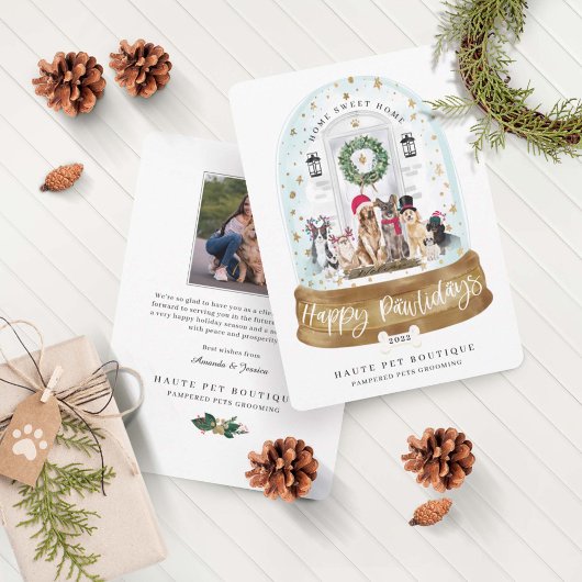 Happy Pawlidays Dogs Pet Care Business White Ports Feestdagenkaart