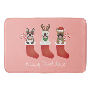 Happy Pawlidays French Bulldogs kerststal Stocking Badmat