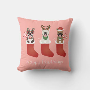 Happy Pawlidays French Bulldogs kerststal Stocking Kussen