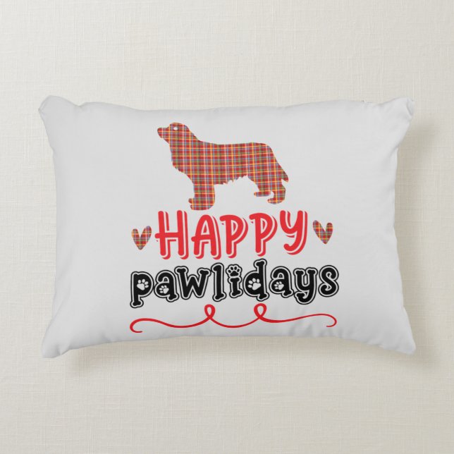 Happy Pawlidays | Funny Word Pun Accent Kussen (Voorkant)