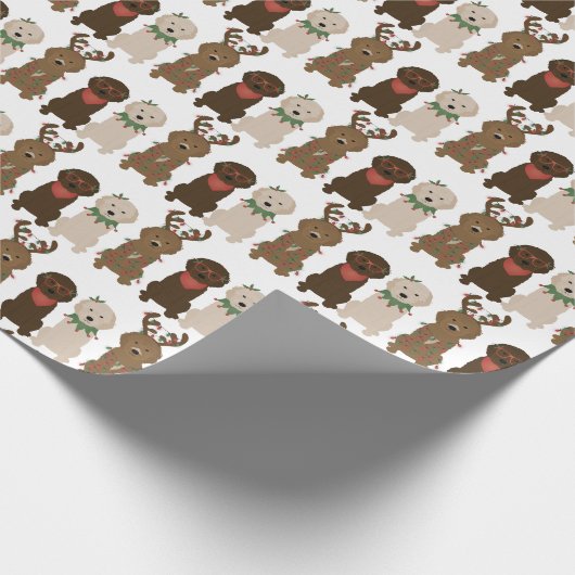 Happy Pawlidays Goldendoedle kerstlampjes Cadeaupapier (Hoek)