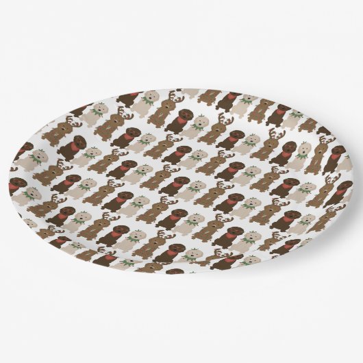 Happy Pawlidays Goldendoedle kerstlampjes Papieren Bordje (Gekanteld)