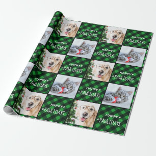 Happy Pawlidays Green Buffalo Pset foto Cadeaupapier
