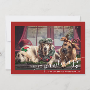 Happy Pawlidays Red Dog Pet met kerstfoto Feestdagenkaart