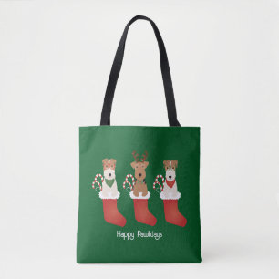 Happy Pawlidays Welsh Wire Fox Terrier Dogs Draagtas