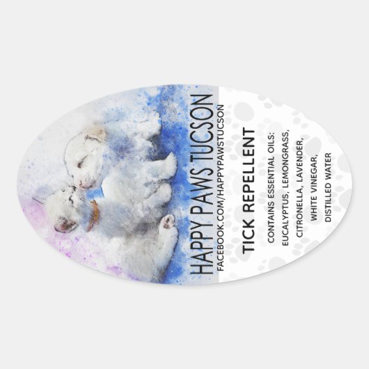 Happy Paws Oval Ovale Sticker (Voorkant)