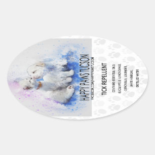 Happy Paws Oval Ovale Sticker