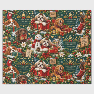 Happy Paws Stories Cute Dogs Xmas Inpakpapier