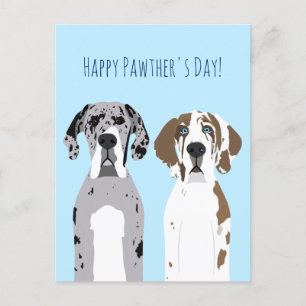 Happy Pawthers Day Cute Great Dogs Blue Briefkaart