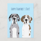Happy Pawthers Day Cute Great Dogs Blue Briefkaart (Voorkant)