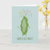 Happy Pea Pod Kaart met aangepaste tekst (Gele Bloem)