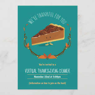 Happy Pecan Pie Blauwgroen Virtual Thanksgiving Di Kaart