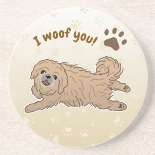 Happy Pekingese Hondenliefhebber I Woof You Paws Zandsteen Onderzetter