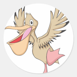 Happy Pelican Bird Ronde Sticker