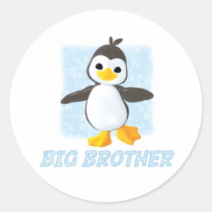 Happy Penguin Big Brother Classic Round Sticker