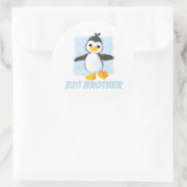Happy Penguin Big Brother Classic Round Sticker (Tas)