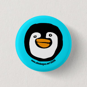 Happy Penguin Blauwgroen Ronde Button 3,2 Cm