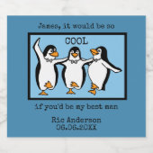 Happy Penguin Dancing Groomsmen Bière Étiquette (Étiquettes simples)