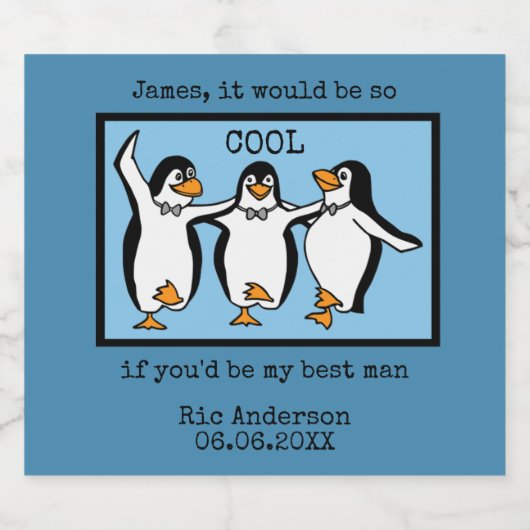 Happy Penguin Dancing Groomsmen Bière Étiquette (Étiquettes simples)