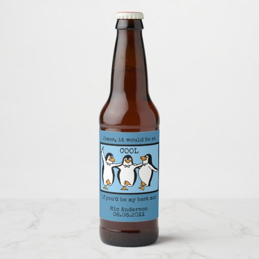 Happy Penguin Dancing Groomsmen Bière Étiquette (Devant)
