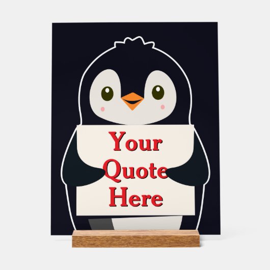 Happy penguin holding a sign to personalize (Recto)