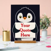 Happy penguin holding a sign to personalize (Mariage)