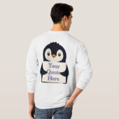 Happy penguin holding a sign to personalize t-shirt (Achterkant volledig)