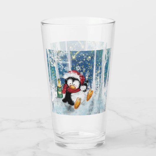 Happy Penguin - Kerstmis Glas (Achterkant)