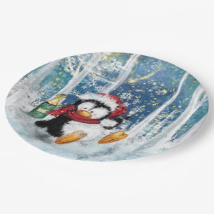 Happy Penguin - Kerstmis Papieren Bordje