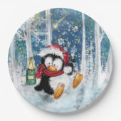 Happy Penguin - Kerstmis Papieren Bordje (Voorkant)