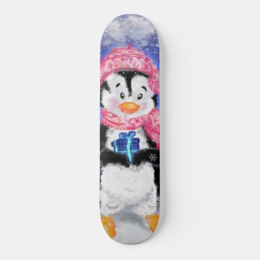 Happy Penguin - Kerstmis Skateboard (Voorkant)