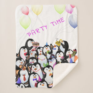 Happy Penguin Party Sherpa Deken - Aangepaste teks