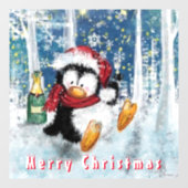 Happy Penguin - Vrolijk kerstfeest - Cheers - Fun Raamsticker (Vel)