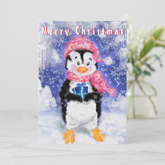 Happy Penguin - Vrolijk kerstfeest - Kute - Tekeni (Staand voorkant)