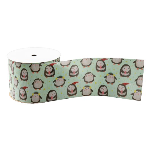 Happy Penguins die kerstmannetjes met oorsuizen dr Grosgrain Lint (Spoel)