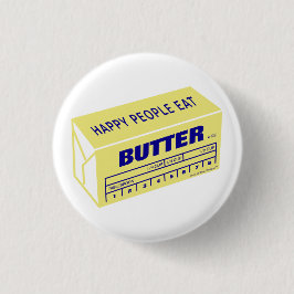 Happy People eet Butter (blauw) Ronde Button 3,2 Cm