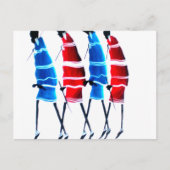 Happy People Masai Warriors Walking Art Print Briefkaart (Voorkant)