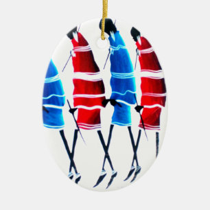 Happy People Masai Warriors Walking Art Print Keramisch Ornament