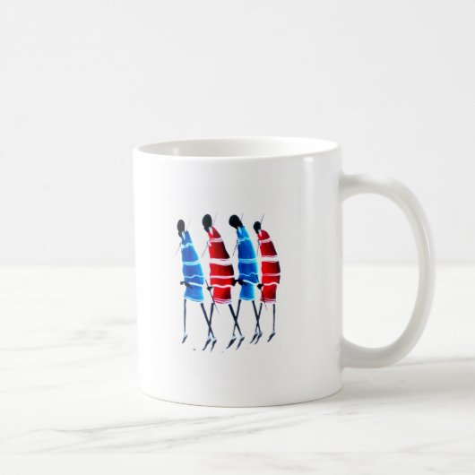 Happy People Masai Warriors Walking Art Print Koffiemok (Rechts)