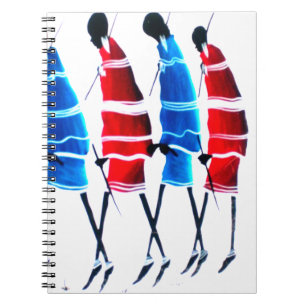 Happy People Masai Warriors Walking Art Print Notitieboek
