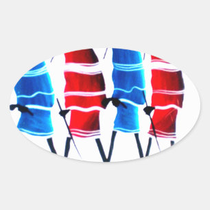 Happy People Masai Warriors Walking Art Print Ovale Sticker