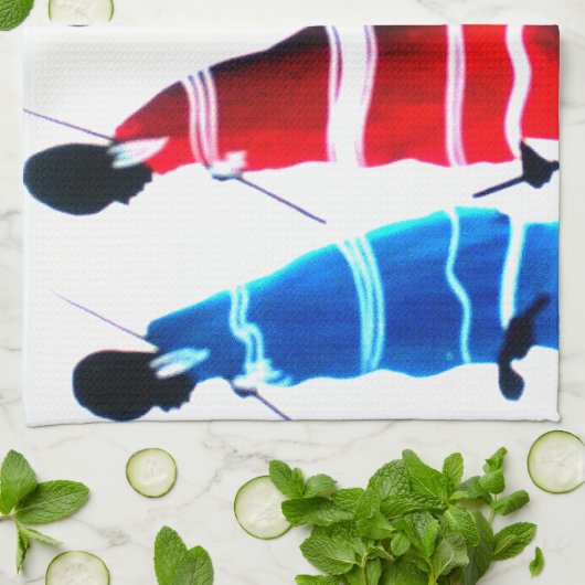 Happy People Masai Warriors Walking Art Print Theedoek (Gevouwen)