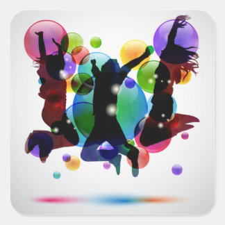 Happy People Vierkante Sticker
