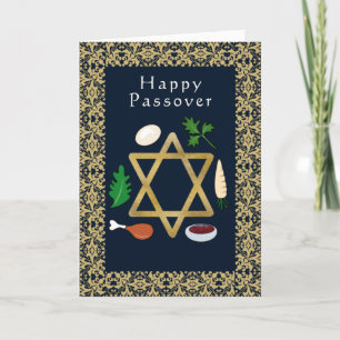 Happy Pesach Seder bord Star van David Feestdagen Kaart