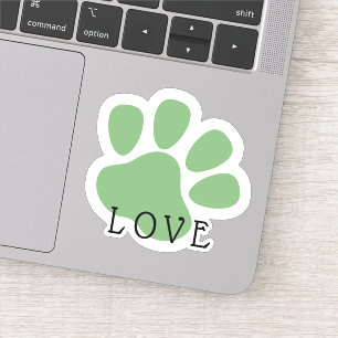 Happy Pet Paw Love Green Sticker