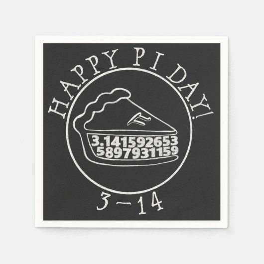 Happy Pi dag krijtbord taart papieren servetten (Voorkant)