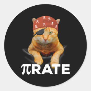 Happy Pi Day 3.14 Pi Symbool Kattenpiraat Ronde Sticker